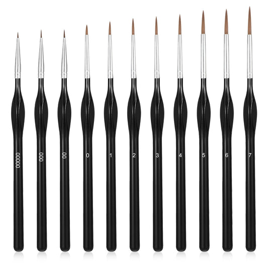 Miniature Paint Brushes, 11 Pcs Fine Detail Painting Brush Set, Small Tiny Paint Brush for Fine Detailing & Art Painting - Art Watercolor Oil Acrylic, Mandala Painting(Black)