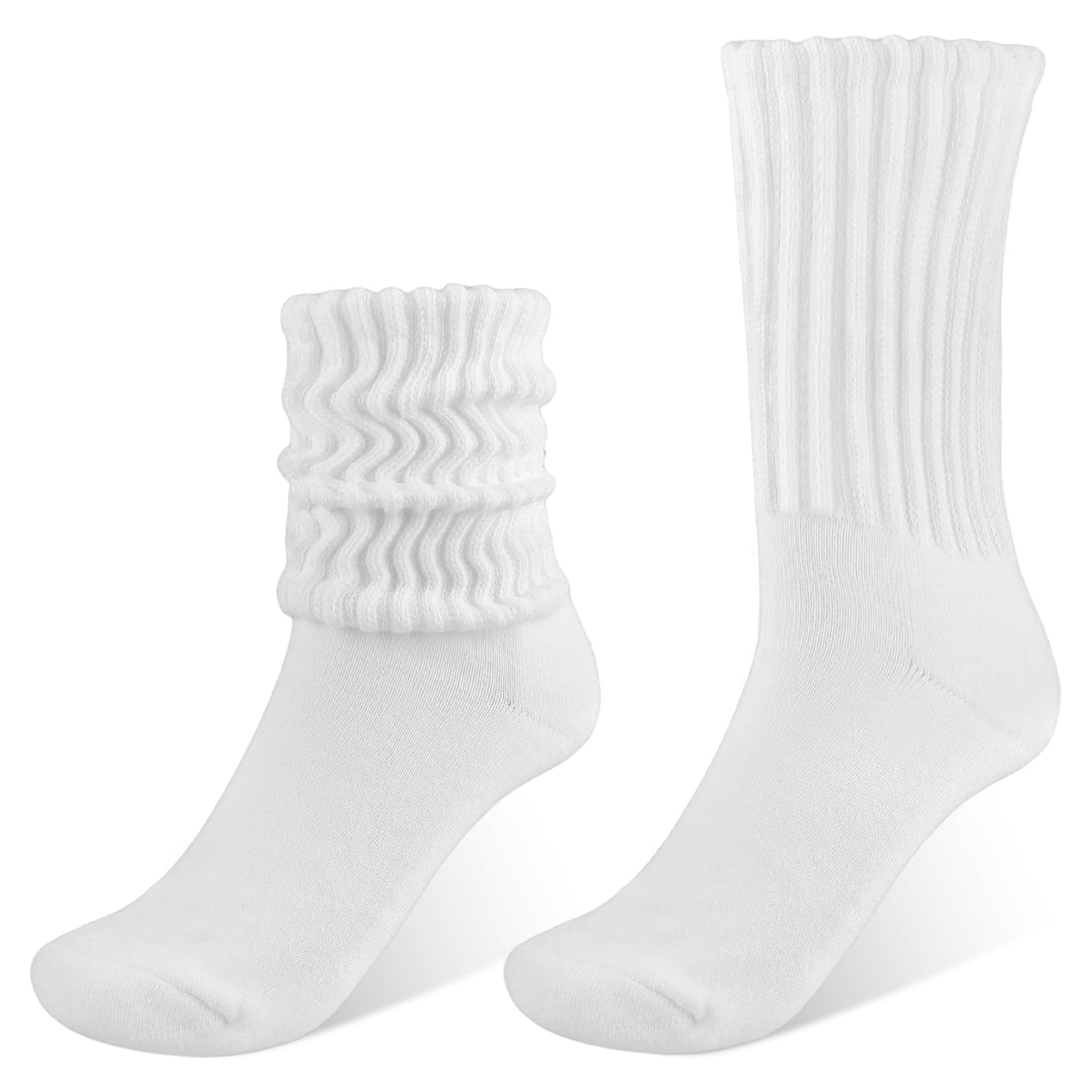 Telooco Slouch Socks for Women 1 Pair Long Boot Scrunch Sock Soft Thick Stacked Socks for Fall Winter Warm US Size 6-10(White)