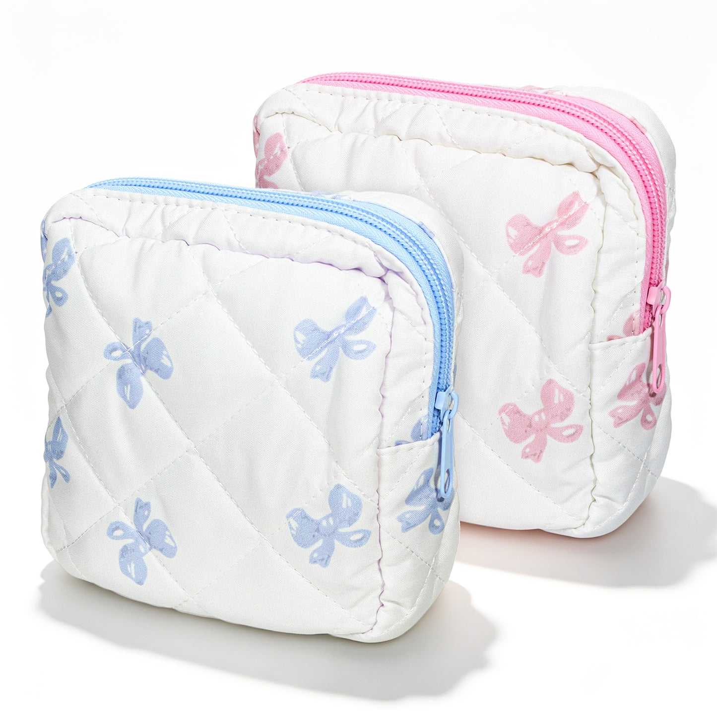 2PCS Sanitary Pad Storage Bag with Zipper, First Period Kit for Women, Cute Bow Period Bag, for Storing Sanitary Napkins, Tampons, Cosmetics.