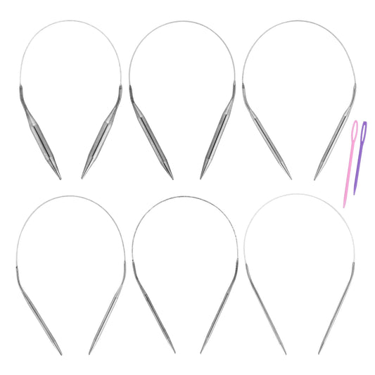 6 Pieces Circular Knitting Needles 3mm-10mm Flexible Stainless Steel Sweater Needle with Wire Total Length 40M Double Pointed Extra Long Round Crochet Knitting Needle for Weaving Hat Sweater Scarf
