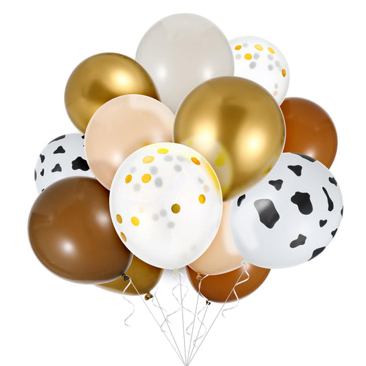 60pcs Brown Cow Print Balloons, 12Inch Western Party Balloons, Cow Print Latex Cowboy Balloon for Farm Baby Shower Birthday Party Decorations