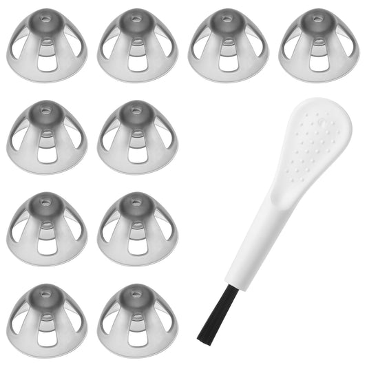 10Pcs Hearing Aid Domes Silicone Open Hearing Aid Tips Replacement Hearing Aid Accessories Compatible with Phonak and Resound Hearing Aid with 1 pcs Cleaning Brush(8mm)