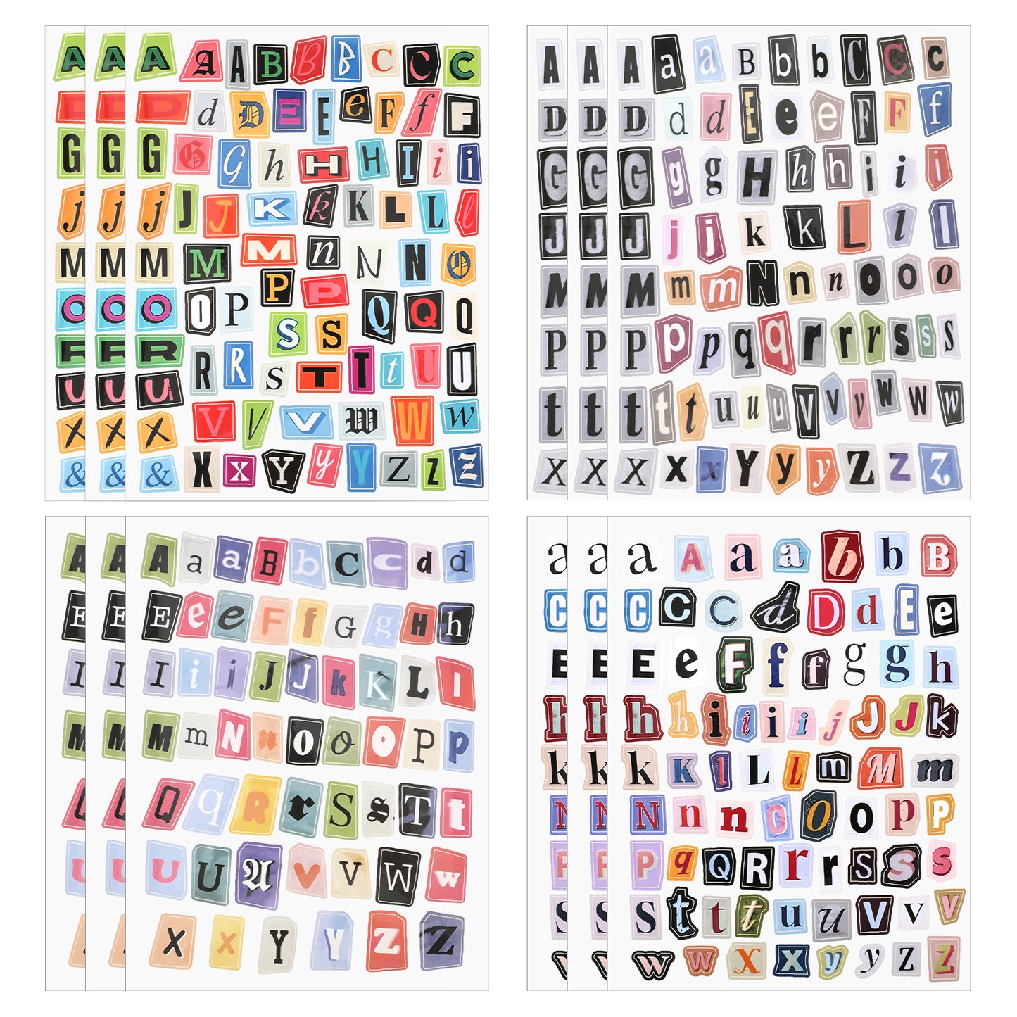 636Pcs Magazine Letter Stickers Scrapbooking Supplies, English Alphabet Symbol Label Sticker, 12 Sheets Vintage Scrapbook Stickers, Journaling Laptop Water Bottles DIY Crafts Junk Journal