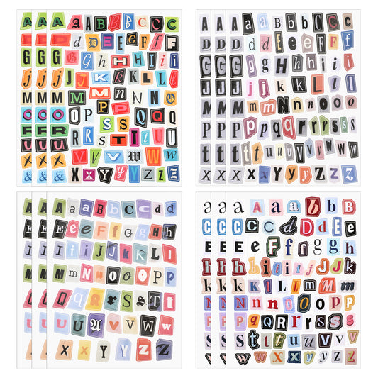 636Pcs Magazine Letter Stickers Scrapbooking Supplies, English Alphabet Symbol Label Sticker, 12 Sheets Vintage Scrapbook Stickers, Journaling Laptop Water Bottles DIY Crafts Junk Journal