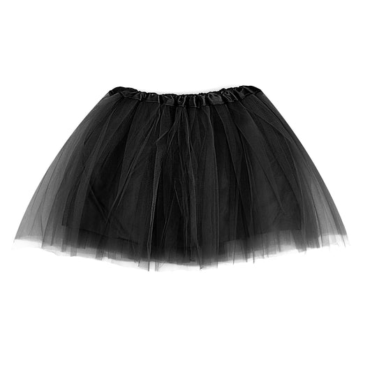 Tutu Skirt for Women 3 Layered Tulle Skirt with Lining Elastic Waist Mesh Skirt For Dress-up Dancing Halloween Party Costume(Black)