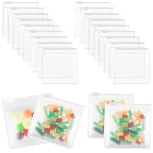 Pill Pouches for Medicine - 24 Pcs Reusable Pill Bags Size 3" x 2.75" Clear Zippered Pill Pouch with Write-on Labels for Pills Small Items Storage