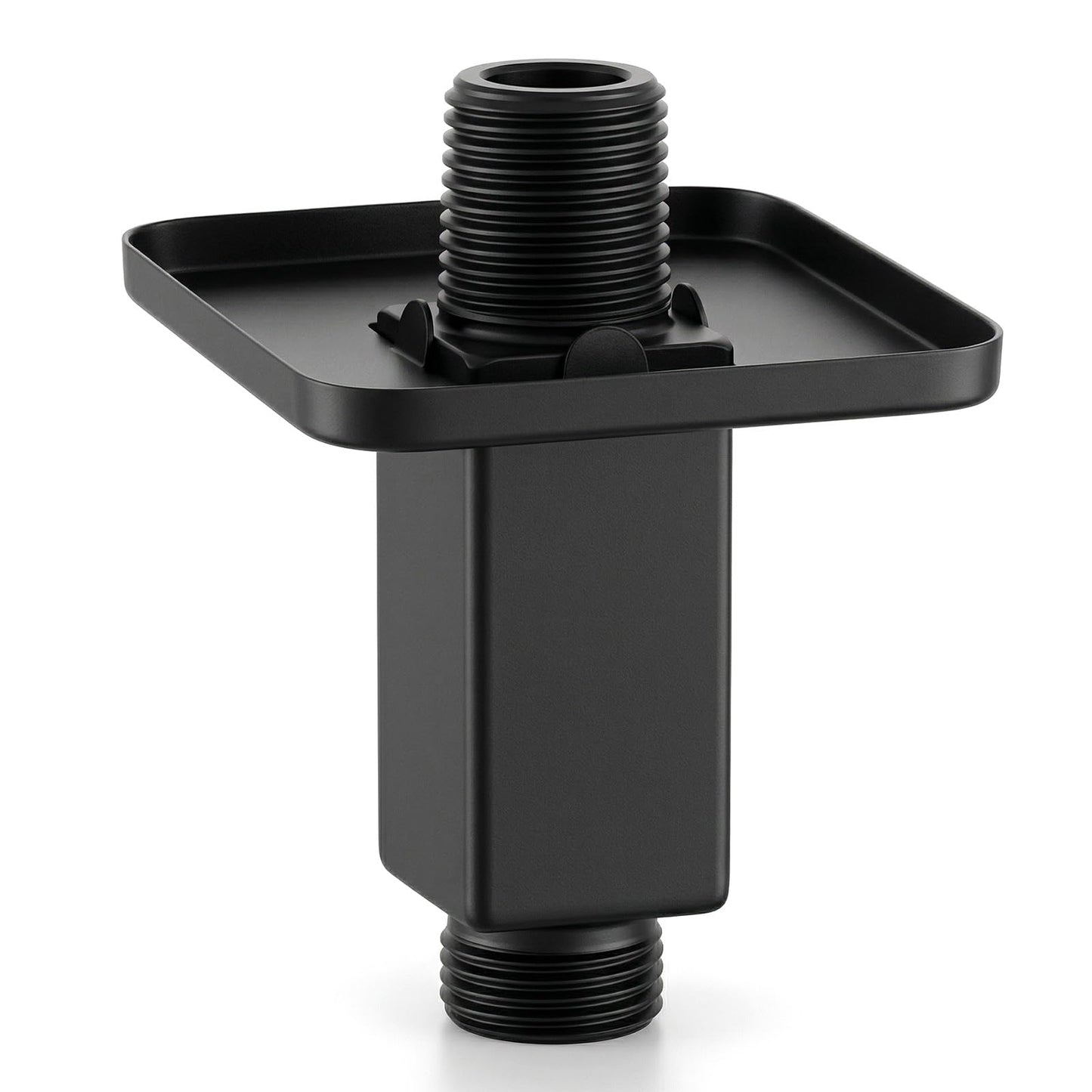 Straight Shower Arm With Flange, Square 3 Inch Matte Black Stainless Steel Extender For Fixed Rainfall Shower Head