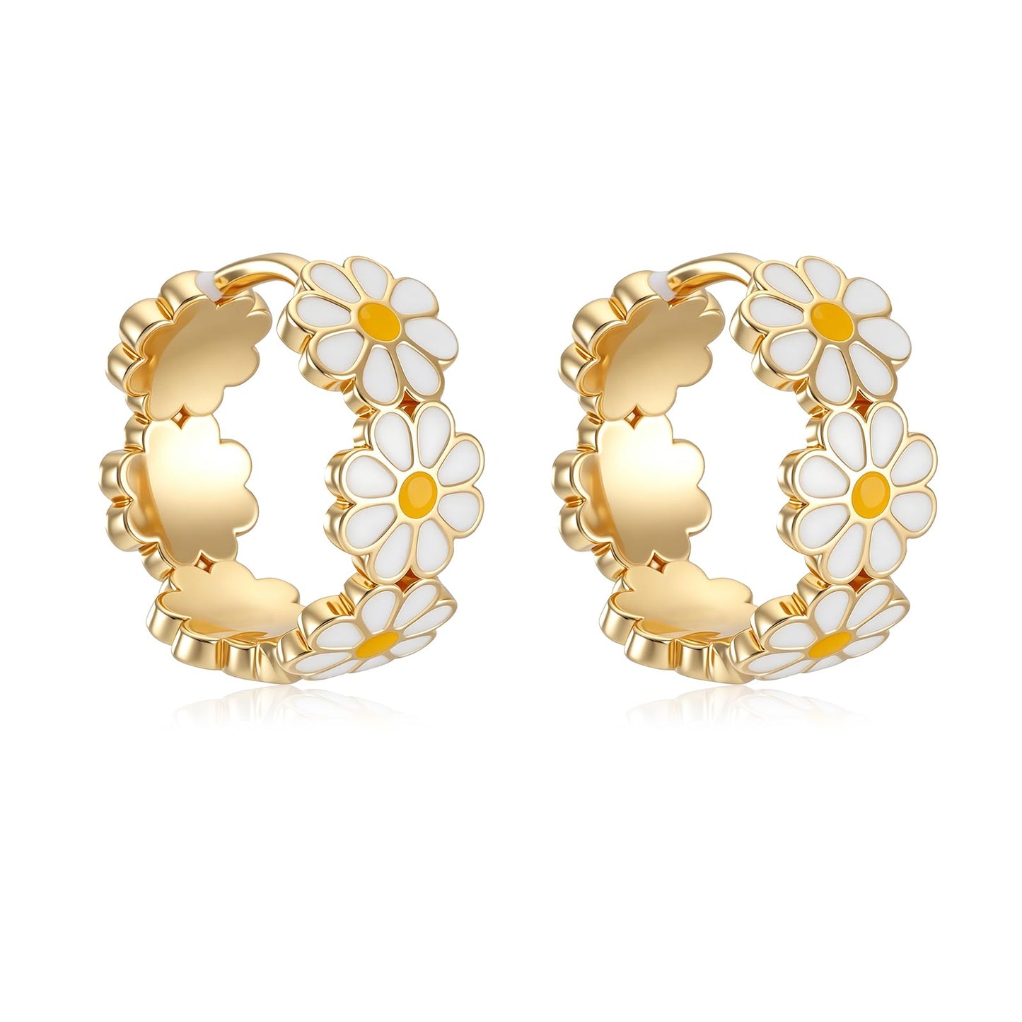 Daisy Earrings for Women Gold Floral Hoop Earrings Cute Flower Earring