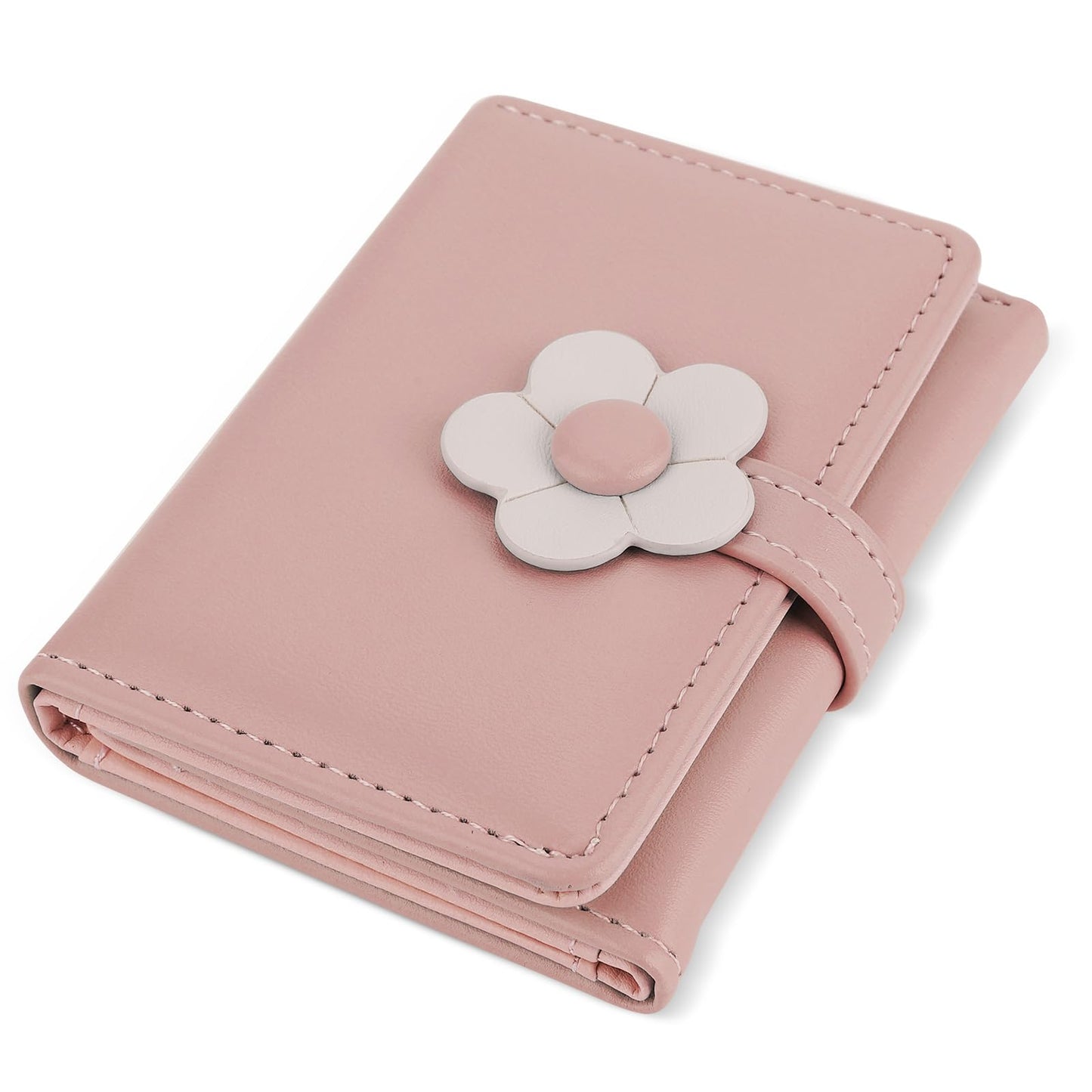 Lusofie Cute Wallets Tri-Folded Flowers Girls Wallet PU Leather Wallets for Teenage Girls Women Card Holder Coin Purse with ID Window(Pink)