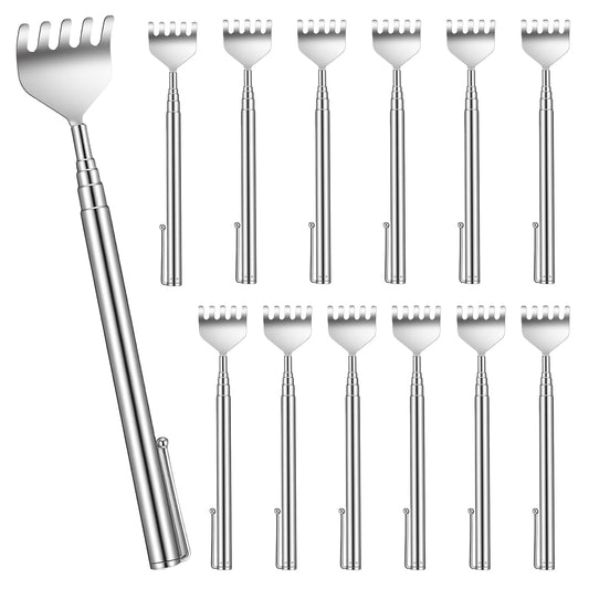 HaiFafafaing 12 Pcs Stainless Steel Back Scratcher, Retractable Back Scratcher with Pocket Clip, Extendable Massager Tool, Gift for Men Women