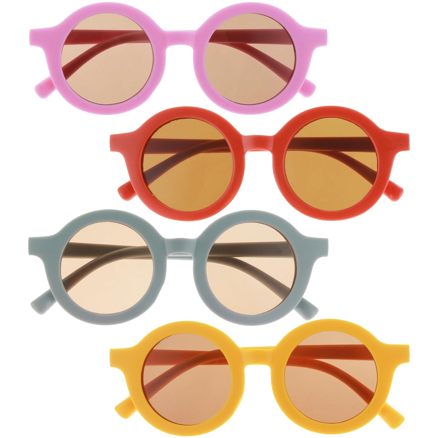 Yolev 4 Pairs Summer Kids Sunglasses Cute Round Sunglasses for Children Girl Boy Gifts Beach Accessories