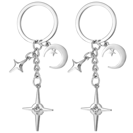 Lusofie 2 Pcs Star Keychain Cute Keychain Stainless Steel Aesthetic Keychain Y2k Keychain Key Chain Charms for Purse Handbag Backpack