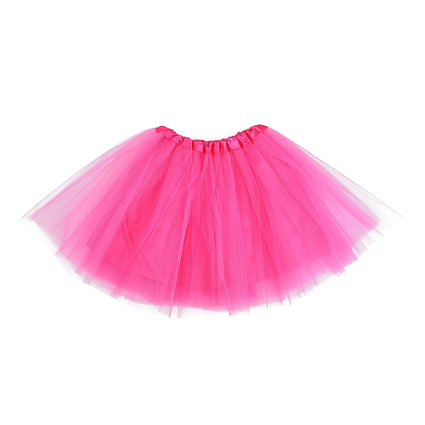 Adult Tulle Tutu Skirt 1950s Vintage Tulle Bubble Tutu Skirt Prom Party Skirt Elastic 3 Layer with Lining for Women (Rose Red)