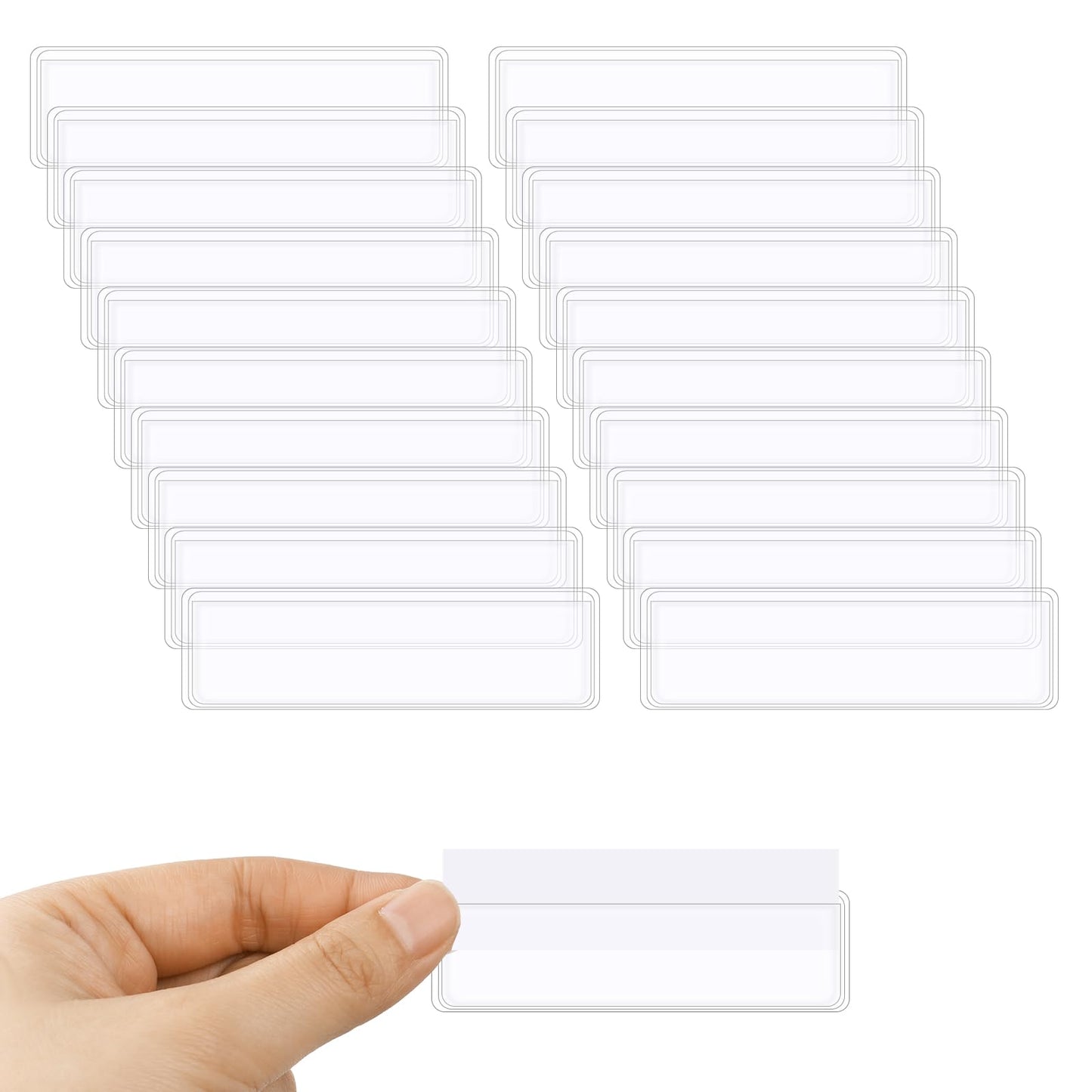 Self Adhesive Label Holders Set, 60PCS Clear Adhesive Pockets Plastic Card Holder for Labels + 60PCS Index Cards for Mailbox Bookshelf Supermarket Bookshelf Kitchen Storage Bins