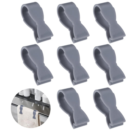 8Pcs Towel Clips for Kitchen Grey Hand Towel Clips PlasticTowel Clamps Kitchen Clips Chair Towel Clips for Bathroom Towel Rods and Racks Oven Handle No Paper Towels on The Ground, Keeps Towel from Fal