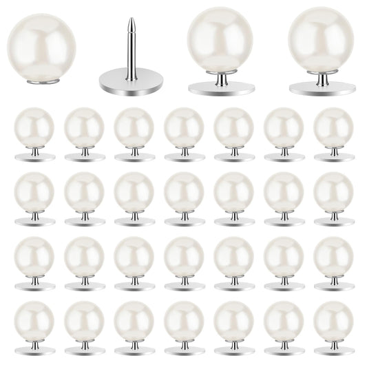 10mm Pearl Buttons 30Pcs No Sew Buttons Pins Button Pin Covers Removable Anti-Exposure Fixed Brooches Reusable Pearl Buttons for Clothes Dress Sweaters Shawl Decorations
