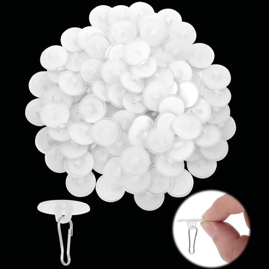 Meyeyaia 100Pack Self Adhesive Ceiling Hooks Damage-Free No-Drill Sticky Hooks for Hanging Decorations on Ceiling and Wall for Festival Wedding Birthday Party Christmas Halloween Decorations