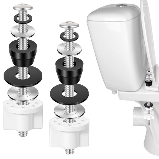 Universal Toilet Seat Screws, Heavy Duty Stainless Steel Toilet Seat Bolts, Waterproof Rubber Washers, Extra Long Lock Nuts, For Most Standard Toilets