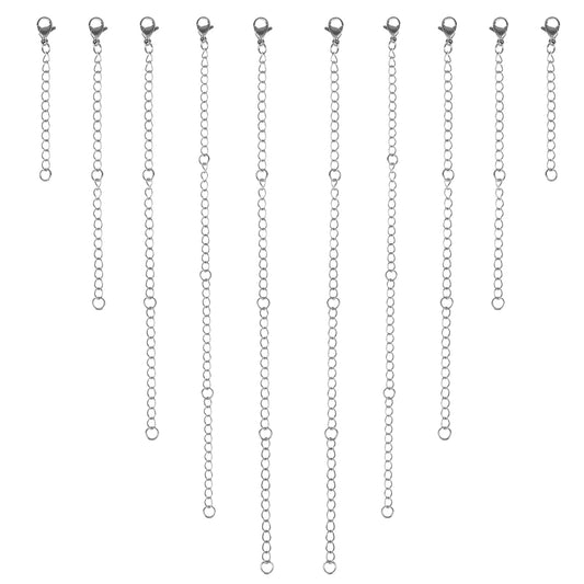Necklace Extender Silver, 10PCS Bracelet Extenders Chain for Necklaces Bracelet Stainless Steel Chain for Jewelry Making Necklace
