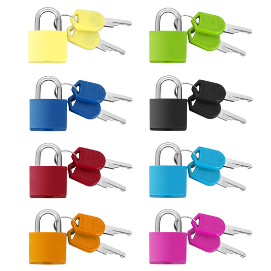 Yolev 8 Pieces Suitcase Locks with Keys Padlocks Metal Padlocks Luggage Padlocks Backpack Locks Small Locker Lock Classroom Matching Game and More