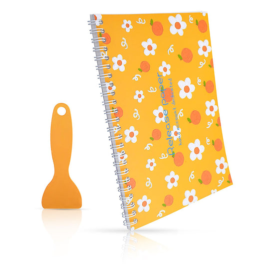 Reusable Sticker Collecting Book with Plastic Spatula Blank Sticker Book Stickers Organizer Book Collecting Album Sticker Storage Book Collection Sticker Album for Collecting Stickers, Labels (Yellow)