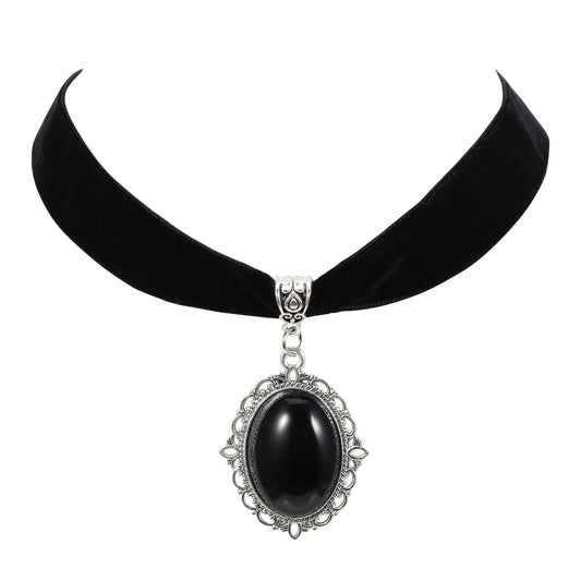 Telooco Black Choker Necklace Adjustable Velvet Choker Vintage Black Chokers for Women with Pendant Gothic Lace Chokers Necklace for Girls Bride Vampire Halloween Dress Up