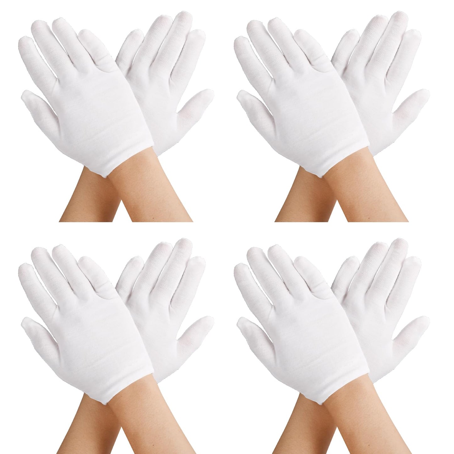 Telooco 4 Pairs White Kids Cotton Gloves Girls Boys Cosplay Costume Dress Gloves Wrist Length Formal Gloves for Party