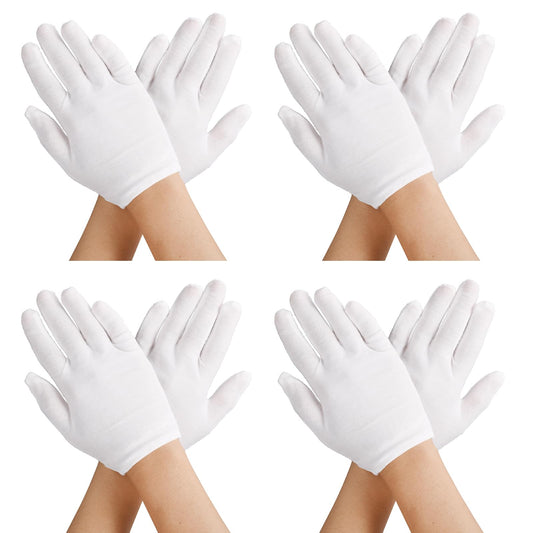 Telooco 4 Pairs White Kids Cotton Gloves Girls Boys Cosplay Costume Dress Gloves Wrist Length Formal Gloves for Party