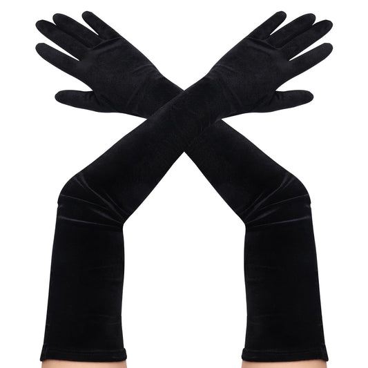 Long Black Gloves Satin Gloves for Women 24.8 Inch Stretchy 1920s Opera Gloves for Evening Party Dance Costume