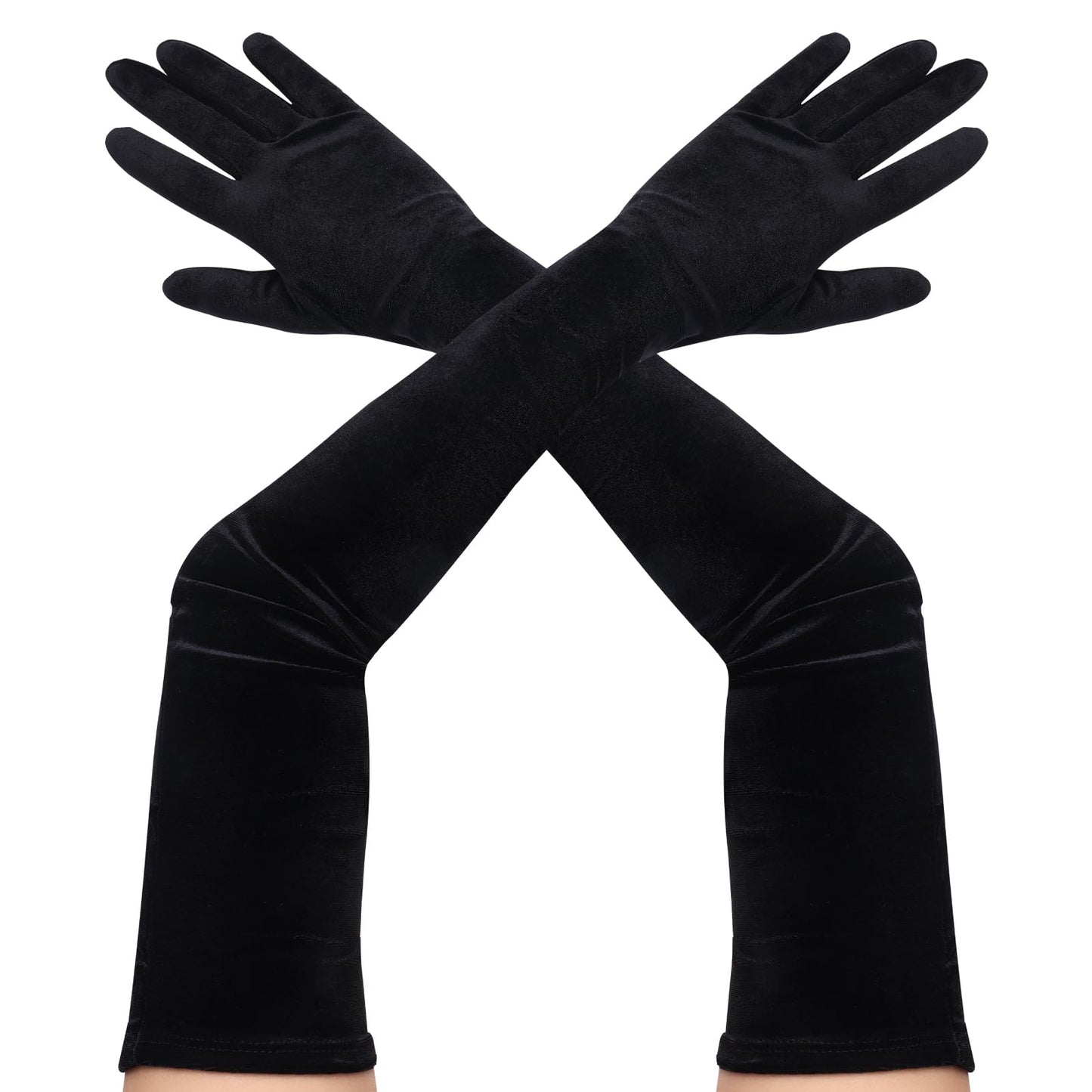 Long Black Gloves Satin Gloves for Women 24.8 Inch Stretchy 1920s Opera Gloves for Evening Party Dance Costume