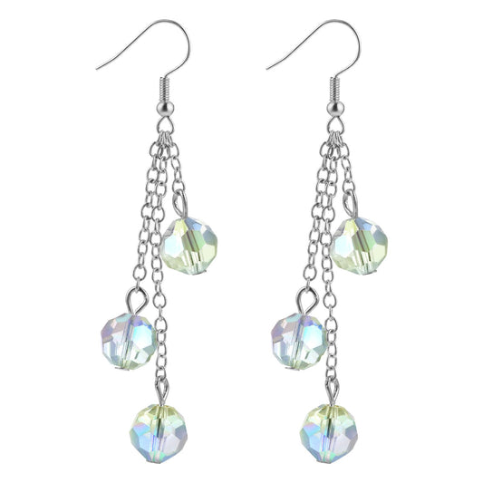 Sparkly Disco Ball Earrings for Women Mirrorball Earrings Glass Crystal Drop Dangle Earring 70s80s Disco Earings Jewelry Glitter Faceted Ball Beads Earrings for Women Girls Party Prom Jewelry Gift