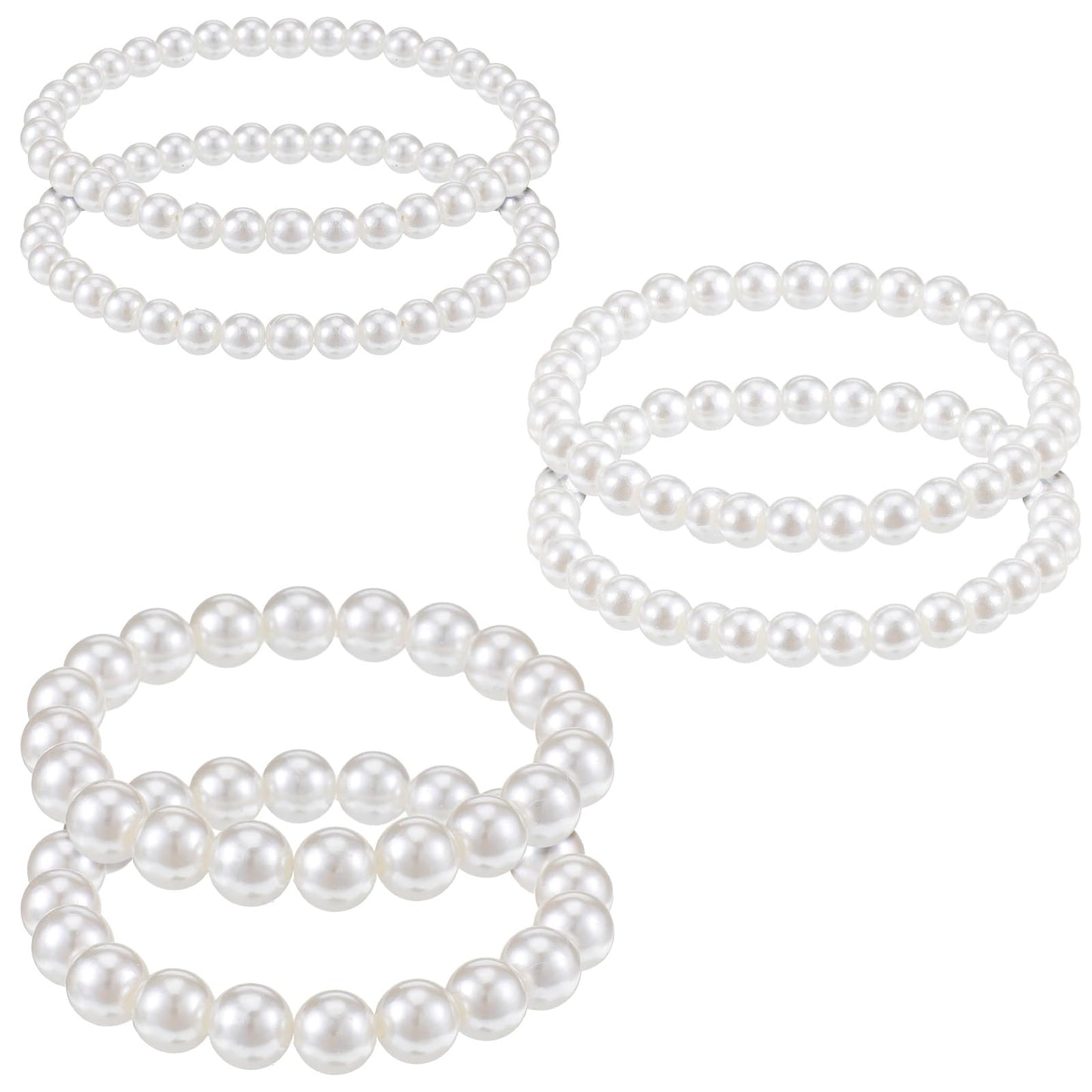 Dimioaoa 6Pcs Simulated Pearl Beaded Bracelets Stack for Women