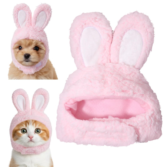 Cute Costume Bunny Rabbit Hat with Ears for Cats & Small Dogs, Soft Bunny Ears Dress Up Party Halloween Costume Accessories Easter Pet Costume for Cats Small Dogs Puppy(Pink)
