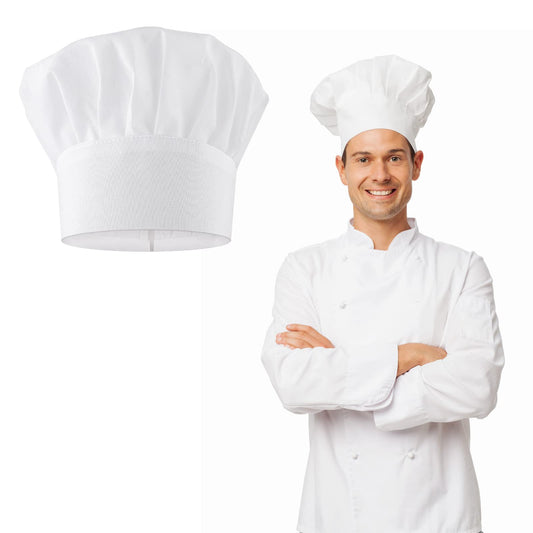 Lusofie Adult Chef Hat Adjustable Kitchen Chef Cooking Hats Elastic White Baker Hat for Men Women(L(for Adult))