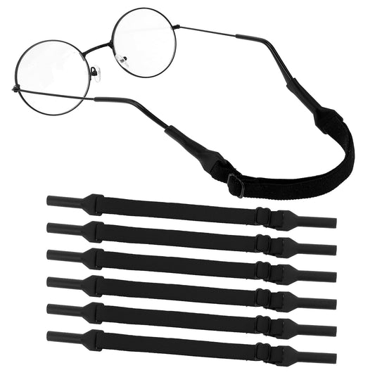 6 Pcs Glasses Strap Black Sunglasses Strap Glasses Chain Adjustable Spectacles Cord Glasses Holder for Women Men Glasses Lanyard Sports Band for Glasses Neck Strap Eyewear Retainer 7.87-14.17inch