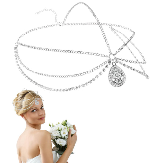 Headpiece for Women Rhinestone Forehead Head Pieces Jewelry Wedding Hair Accessories for Brides Party Nightclub