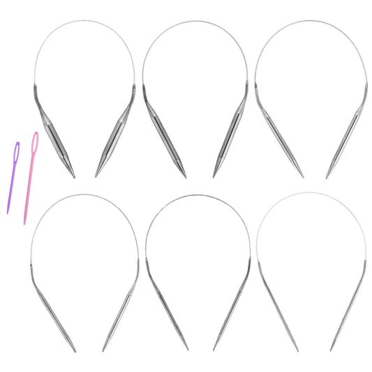 6 Pieces Circular Knitting Needles 3mm-10mm Flexible Stainless Steel Sweater Needle with Wire Total Length 80M Double Pointed Extra Long Round Crochet Knitting Needle for Weaving Hat Sweater Scarf