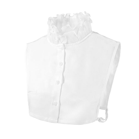 Victoria Shirts Elegant Ruffle Collar Chiffon Pleated Lace Ruffle Collar Soft Breathable Fake Dickey Collar Classic Style Perfect for Sweaters Dresses Daily Wear White