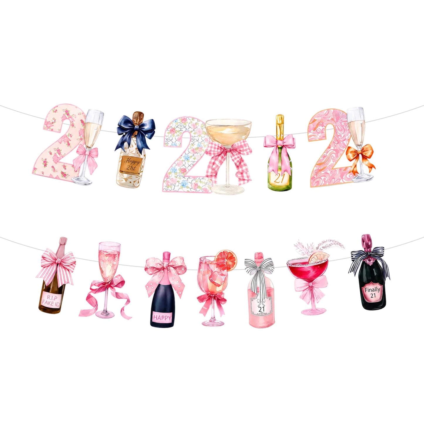 21st Birthday Banner Champagne Bottle Happy Birthday Banner