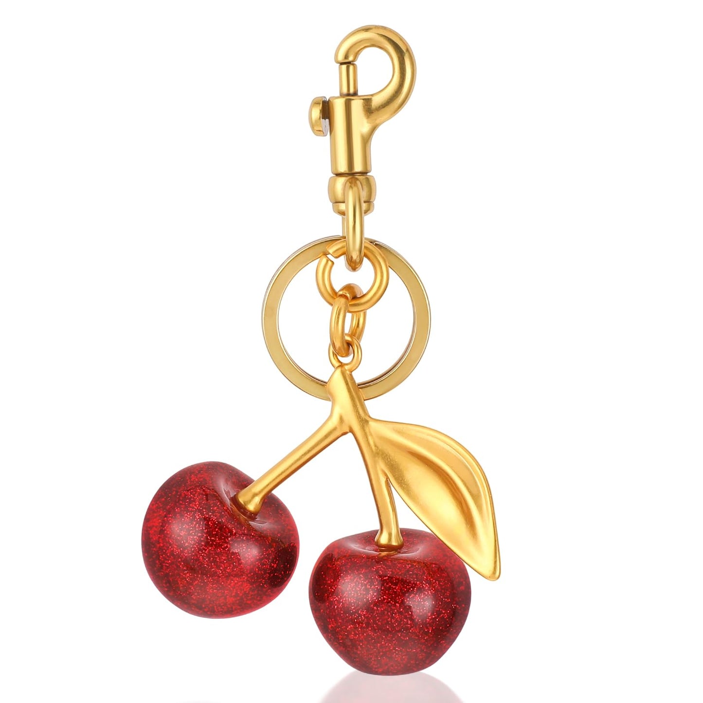Tucnoeu Cherry Bag Charm Women Cherry Charm for Purse,Glitter Resin and Metal Accessories for Purses Keychain Bag Charms