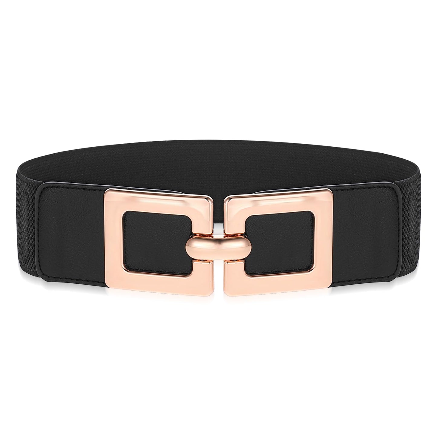 Tucnoeu Women Wide Elastic Belts,Vintage Elastic Black Wide Belt with Gold Buckle,Fashion Wide Belts for Women Dresses
