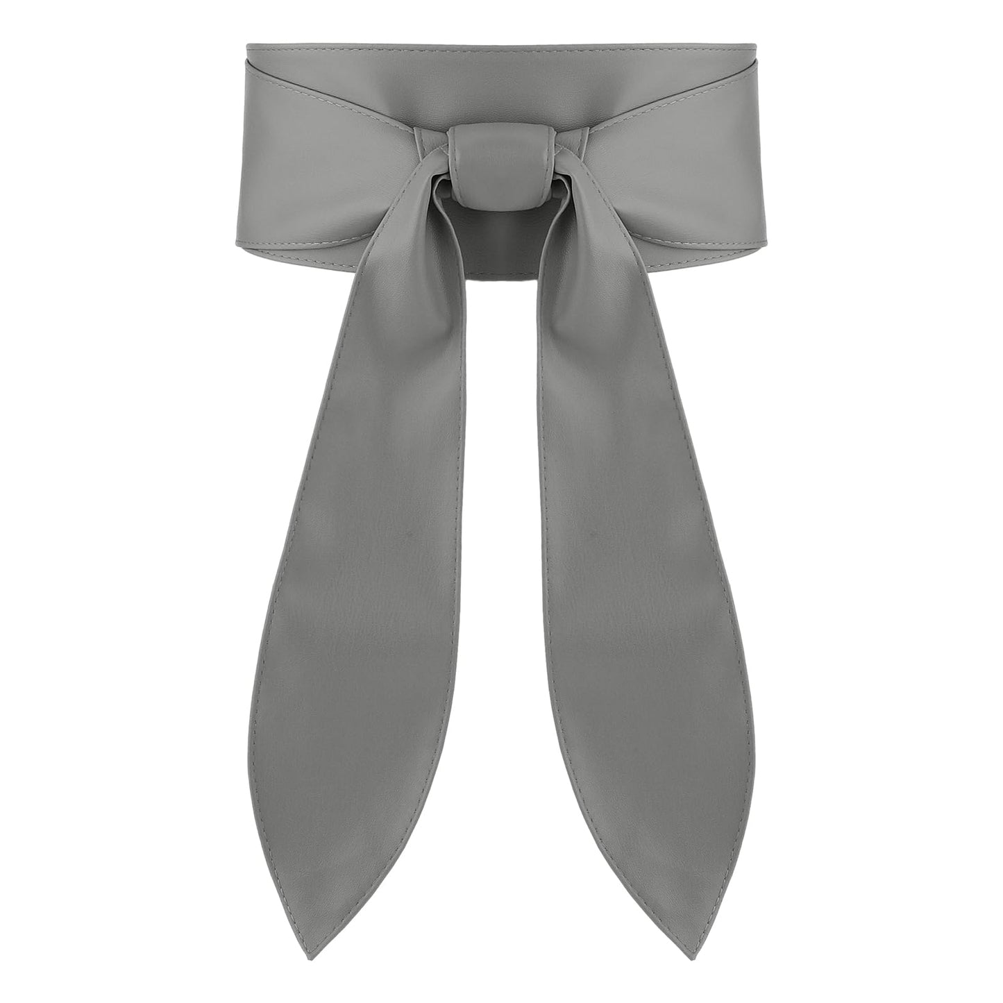 Lusofie Women Obi Belt PU Leather Wide Wasit Wrap Belt Grey Bow Knotted Belts for Dress(3.66inch)