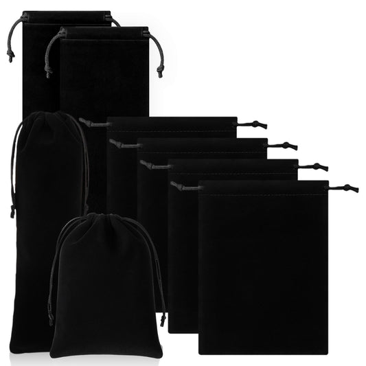 Adult Toy Storage Bags, 6 Pcs Quality Velvet Drawstring Pouch Soft Microfiber Adult Toy Organizer Bag Foldable Ditty Bag Gift Bags for Women Men Toys Underwear Sunglasses Cosmetic, Black (2 Sizes)