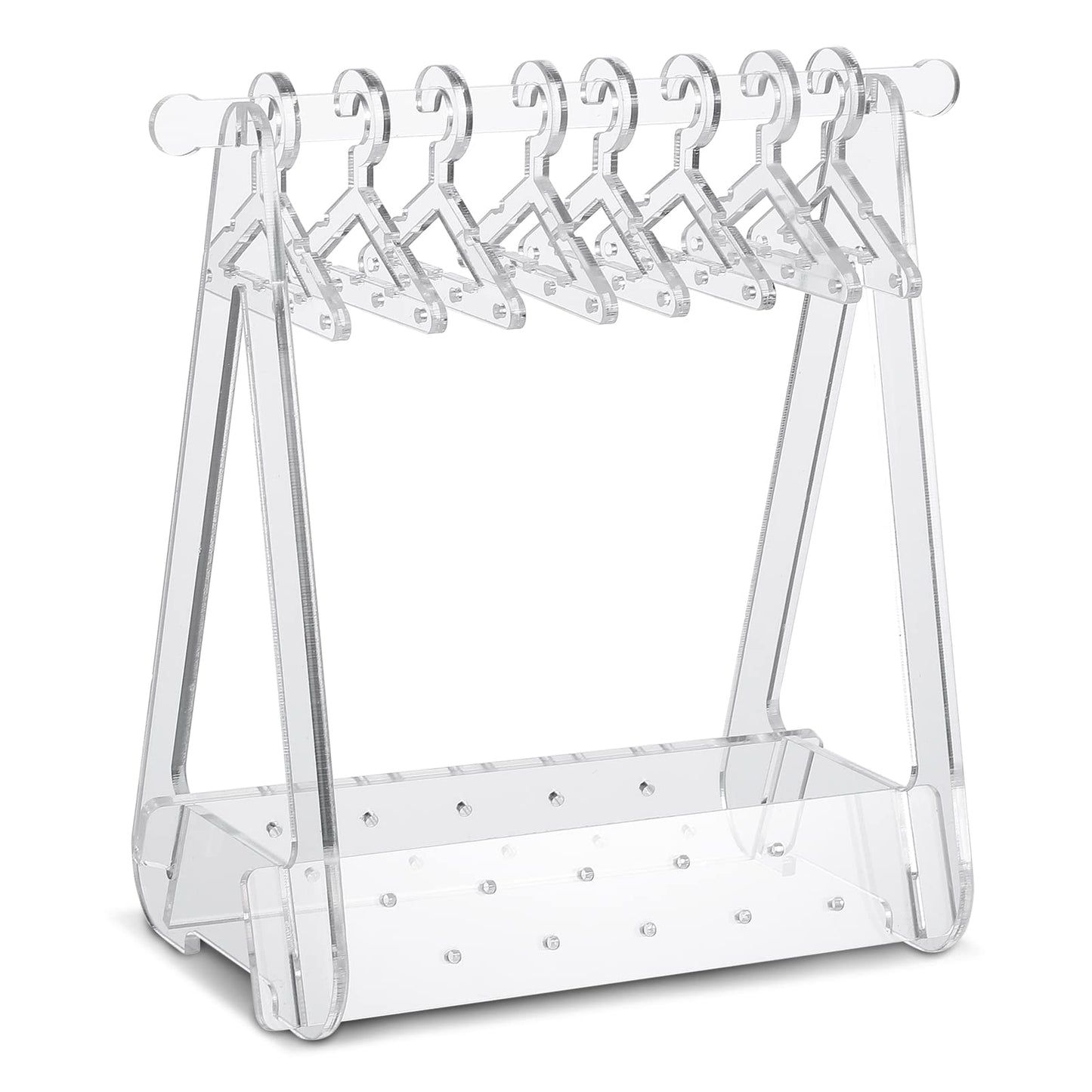 Yolev Earring Hanger Rack with Mini Hangers 52 Holes Clear Acrylic Earring Display Stand Cute Jewelry Earring Holder Organizer Ear Stud Display Rack for Women