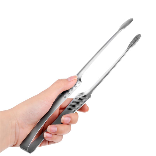 Stainless Steel Kitchen Tongs - 10.6" Food Serving Tongs With Non-Slip Grip - Heat Resistant BBQ Grill Tong For Cooking Barbecue