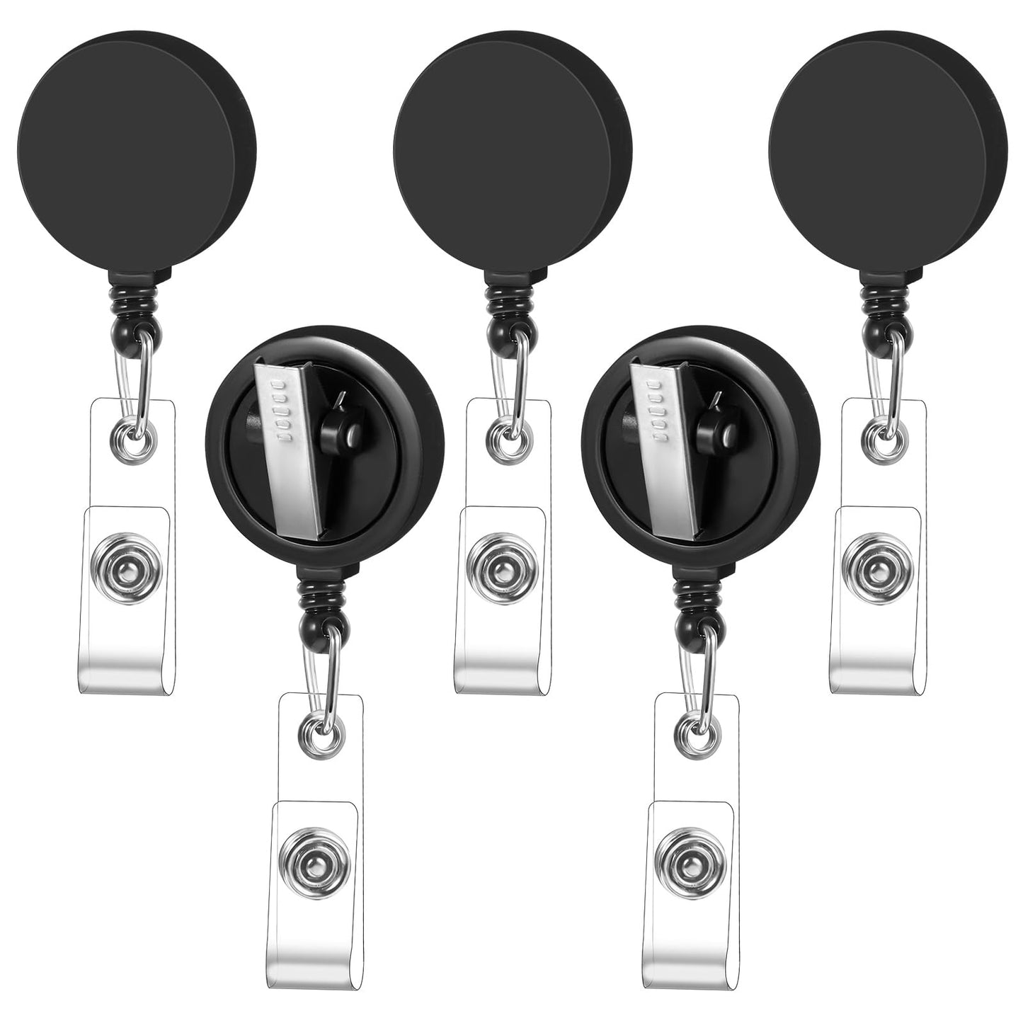 Lusofie 5 Pcs Badge Reels, Retractable Badge Reel, Badge Holder Retractable Clip, Id Badge Reel with Swivel Alligator Clip for Nurses Doctors Office Staff Teachers Students and Volunteers Supplies