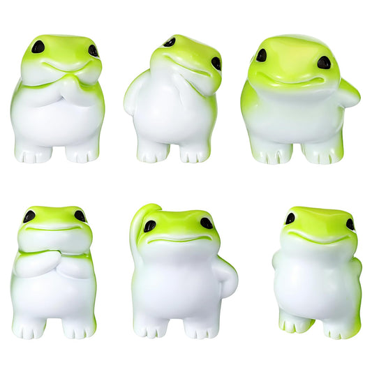 HaiFafafaing 6PCS Mini Resin Frog Figurines,Small Frog Statues to Hide Bulk,Mini Resin Animals for Garden, Desk and Home Decor, Desk Accessories
