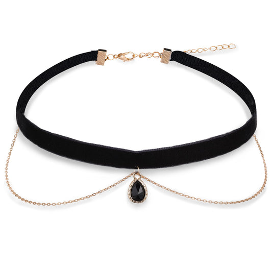 Telooco Velvet Choker Adjustable Choker Necklaces for Women Black 90s Choker with Pendant Soft Collar Chain for Women Girls Bride Vampire Accessories