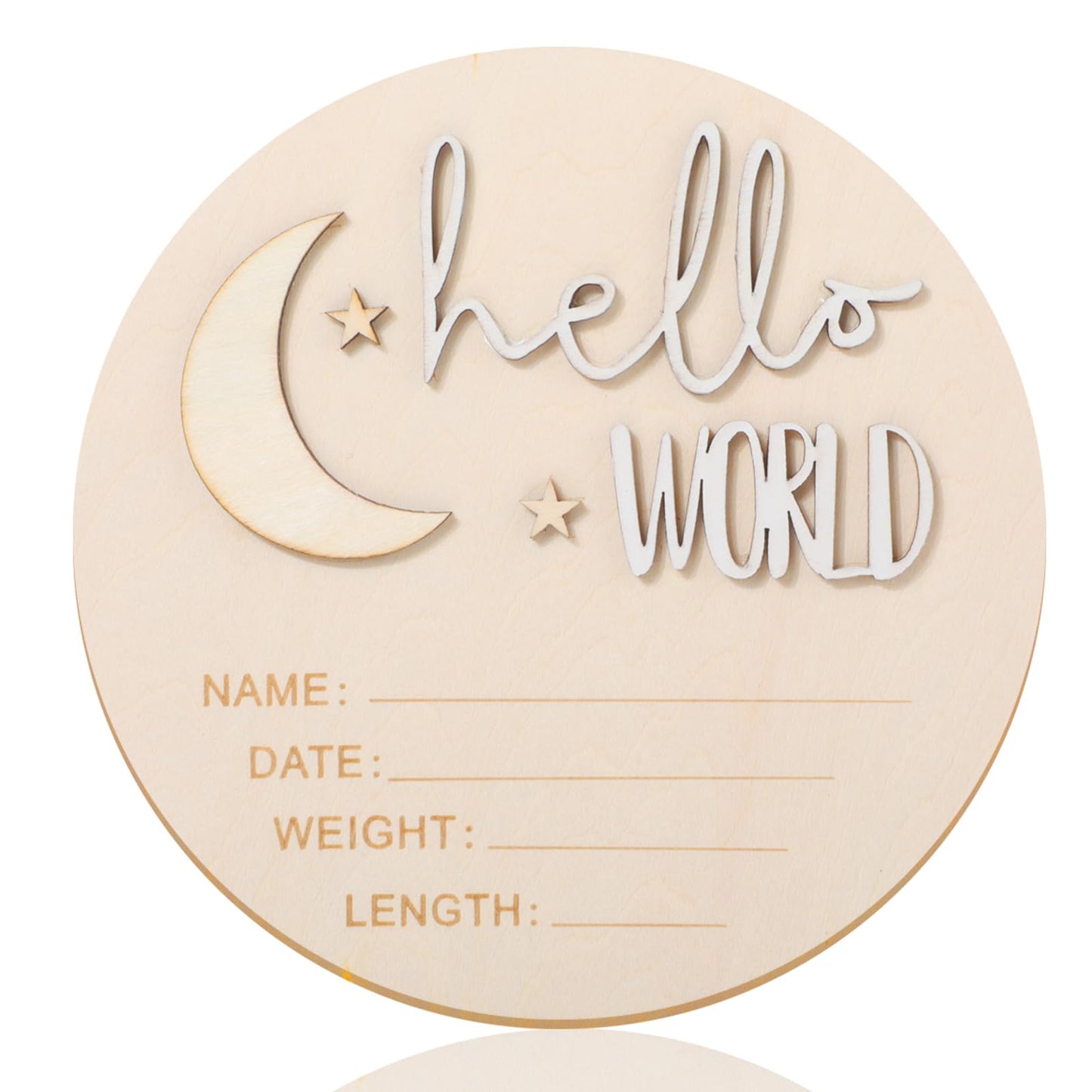 lusofie Baby Announcement Sign Wooden Moon And Stars Welcome Baby Sign For Baby Announcement Birth Announcement Sign For Hospital(White)