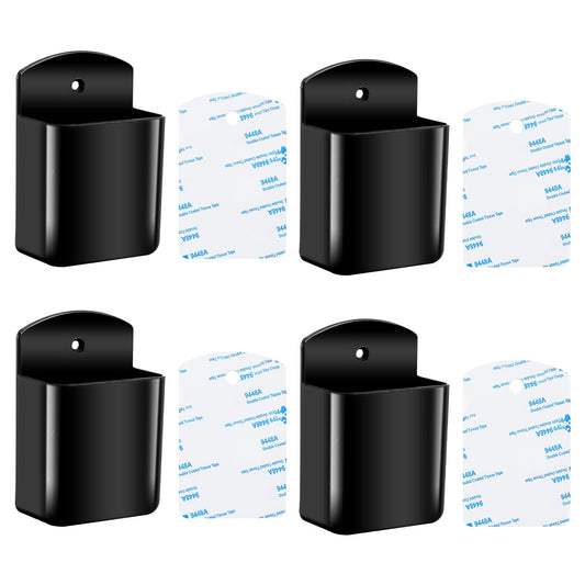 HaiFafafaing 4 Pcs Remote Control Holder Wall Mount, TV Controller Holder, Self-Adhesive ABS Storage Box Organizer for Home School Office(Black)
